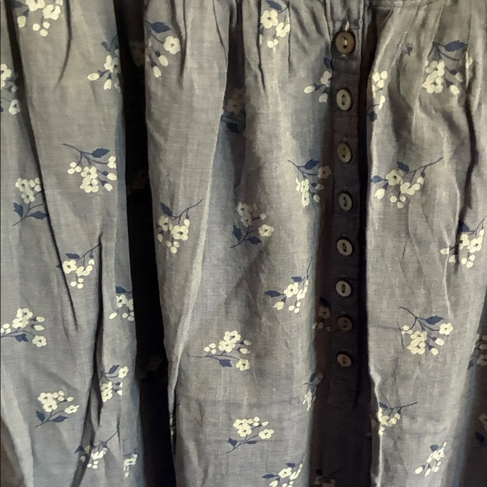 Eileen West Blue Floral Nightdress with White Blossoms